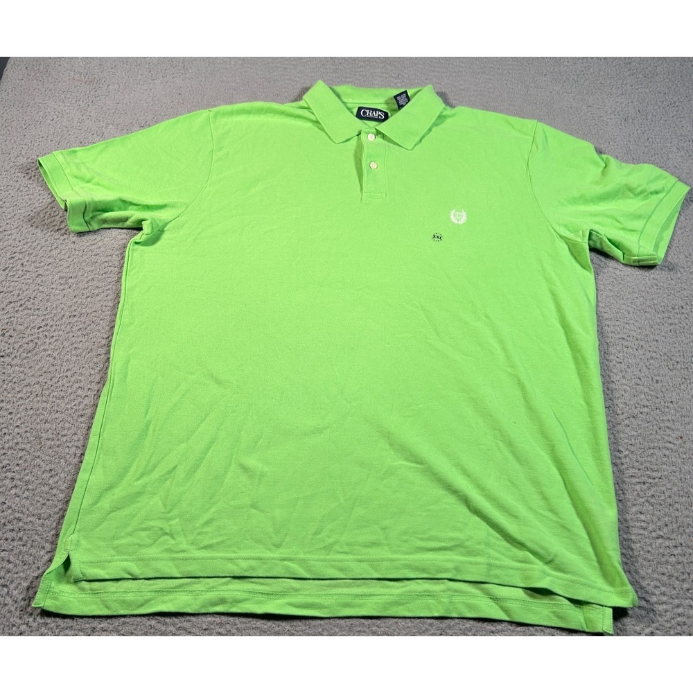 Chaps Polo Shirt Mens 2XL Green Collared Athleisure Performance Golf Sportswear